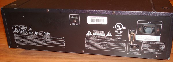 Denon DVD-2500BTCI Blu-ray Player Rear Panel