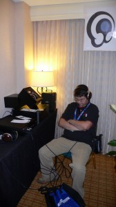 Chris Groppi enjoying headphones