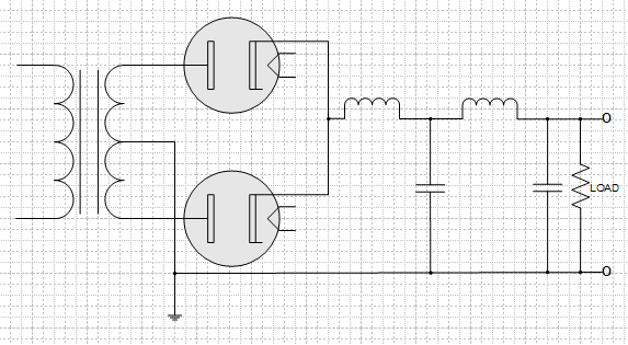 full-wave-rectifier-dual-triode-dual-choke-filter-schematic