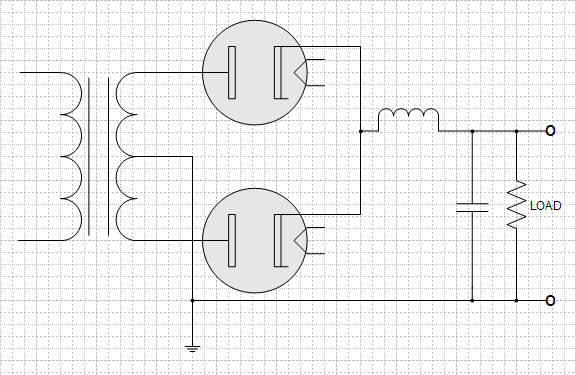full-wave-rectifier-dual-triode-single-choke-filter-schematic
