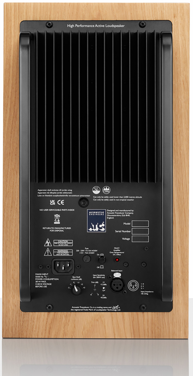 ATC SCM20ASL 2-Way Active Stand-Mount Loudspeaker Cherry Finish Rear Panel View