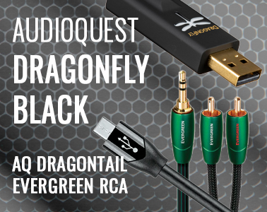 DragonFly Black USB DAC, DragonTail A-to-C extender, 2m Evergreen 3.5mm-to-RCA cable
