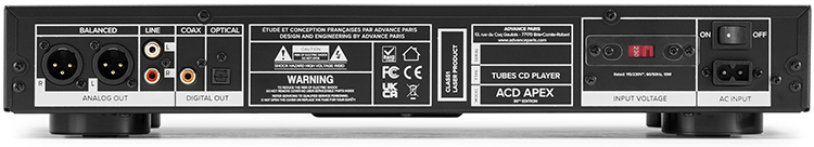 Advance Paris ACD APEX compact CD player Back View