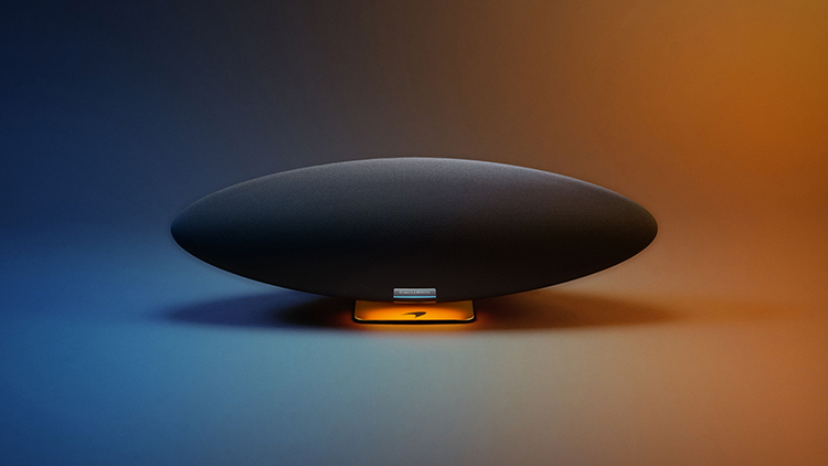 Bowers and Wilkins Zeppelin McLaren Edition wireless speaker Front View with light on