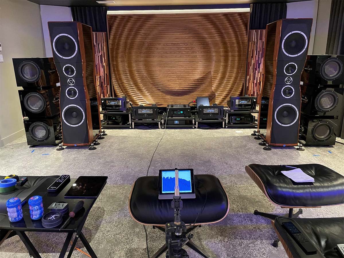 Small room filled with different various speakers and other hi-fi product models
