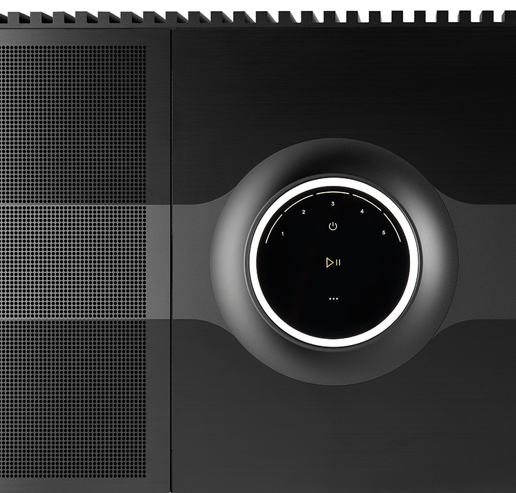 Focal Mu-so Hekla All-in-one Immersive Home Cinema System Top Aerial Zoomed Close-up View