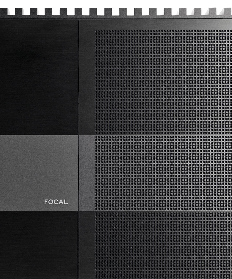 Focal logo featured on the Focal Mu-so Hekla All-in-one Immersive Home Cinema System