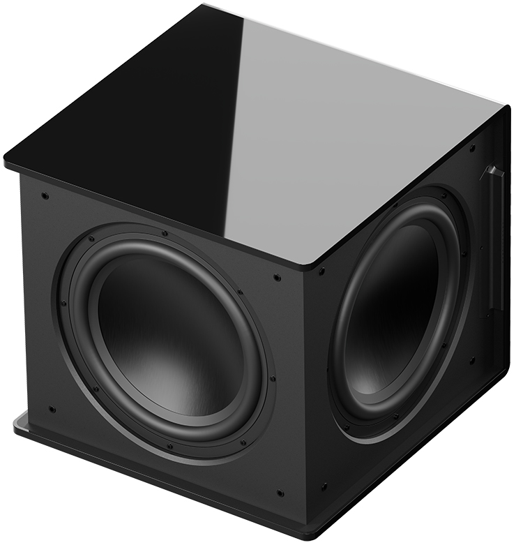 MartinLogan Grotto® 15 Gloss Black color finish Subwoofer Front Angle Top View