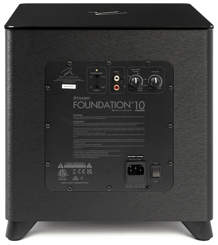 MartinLogan Dynamo Foundation 10 Brushed black Vinyl with High-Gloss Top Finish Back View