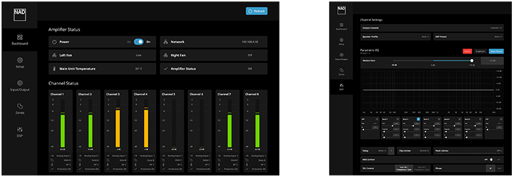 Screenshot of new remote monitoring and DSP firmware for CI Amps