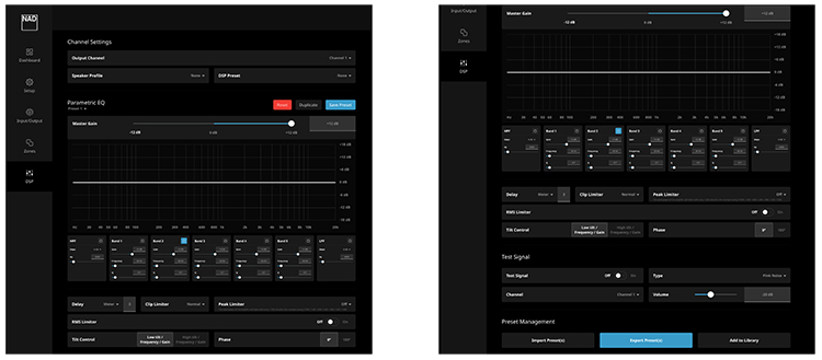 Screenshot of new DSP controls