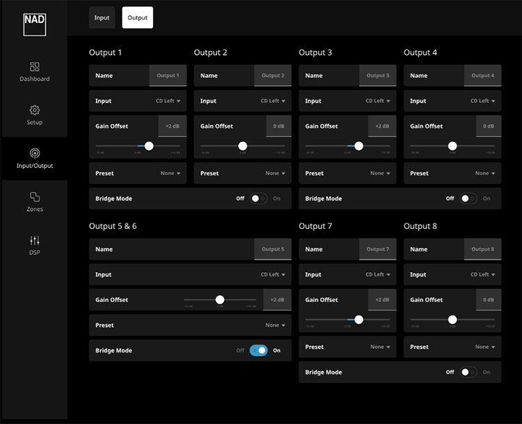 Screenshot of new Output settings