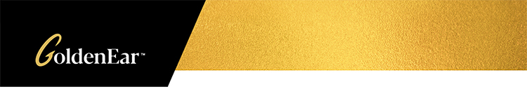 Digital banner background in black and gold showcasing the GoldenEar typography logo