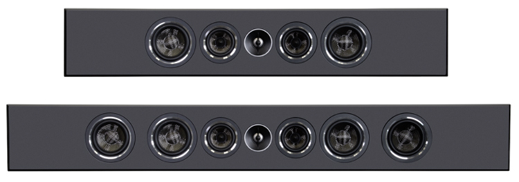 PSB Speakers PWM Series On-Wall Speakers - PWM2 above PWM3 in black