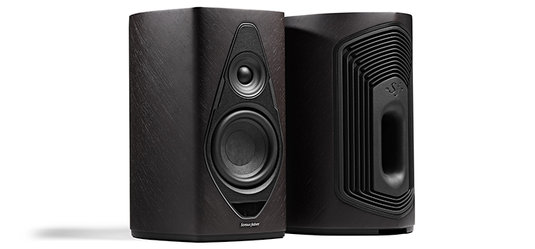 Sonus faber Duetto Subwoofers (Dark Wood Finish) Angle & Rear View