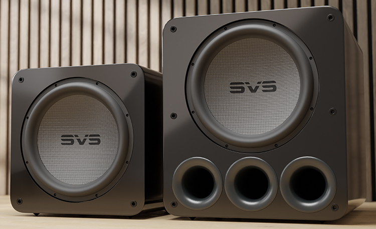 SVS SB-5000 R|Evolution and PB-5000 R|Evolution product models displayed side by side next to each other