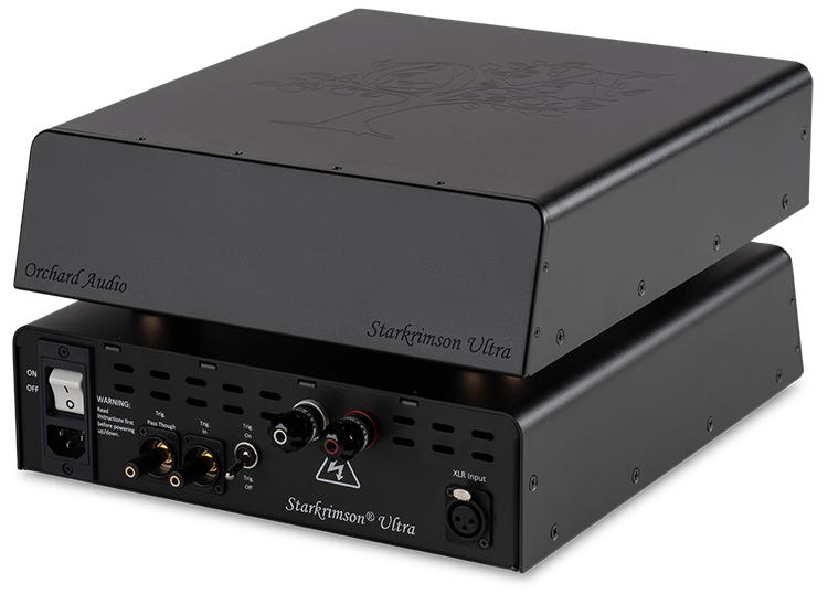 Orchard Audio Starkrimson Mono Ultra Premium Power Amplifier Front and Rear Angle View