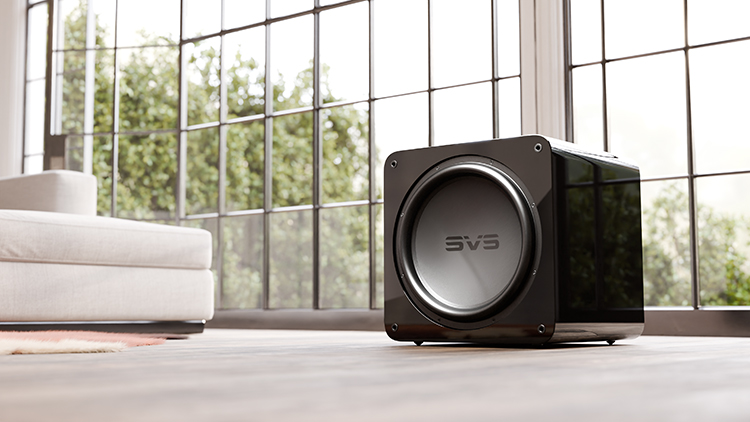 SVS SB17-Ultra R|Evolution Subwoofer Living Room Floor Lifestyle Angle View