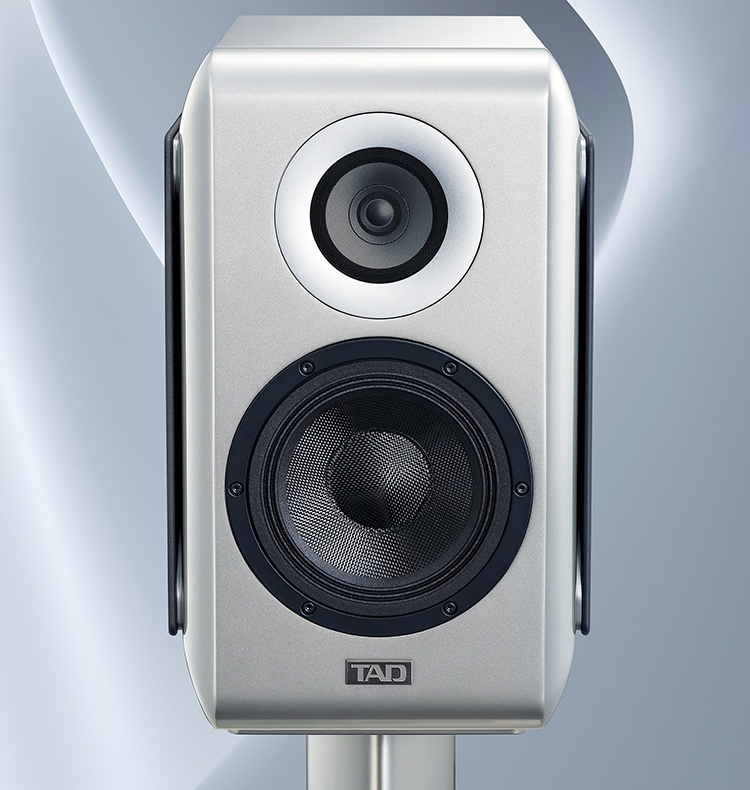 TAD-ME1TX Bookshelf Speaker System Silver White Finish Front View