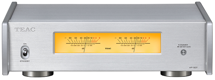 TEAC AP-507 Stereo Power Amplifier Silver Finish Front View