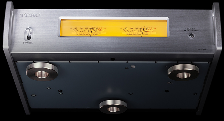 TEAC AP-507 Stereo Power Amplifier Silver Finish Bottom Foot Base Close-up View