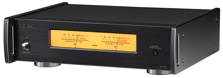 TEAC AP-507 Stereo Power Amplifier Black Finish Angle View