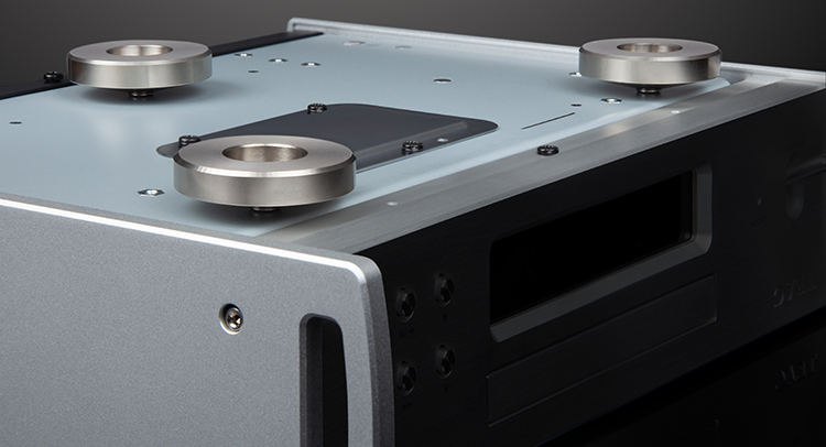 TEAC PD-507T CD Transport Silver Finish Stress-Less Isolation Foots View