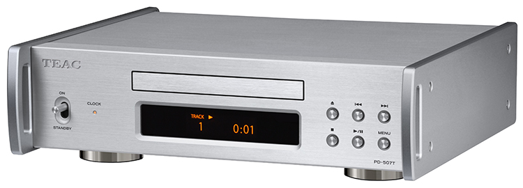 TEAC PD-507T CD Transport Silver Finish Front Angle View