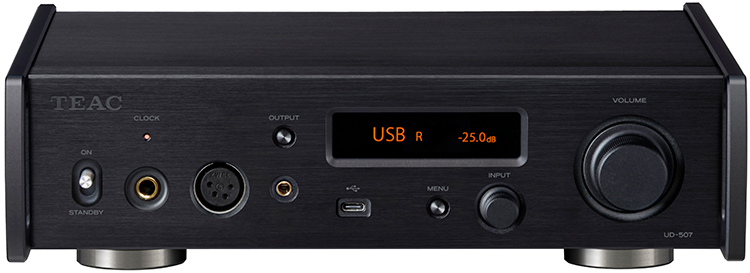 TEAC UD-507 DAC/Preamp/Headphone Amplifier Black Finish Front View