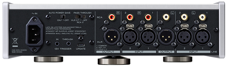 TEAC Reference 500 Series HA-507 Pure Analog Headphone Amplifier/Preamplifier Silver Finish Rear View