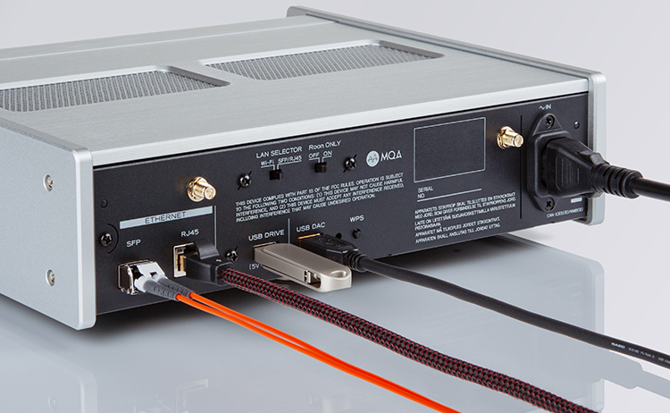 TEAC NT-507T Network Transport Back Rear Panel View showing cables inserted into the ports