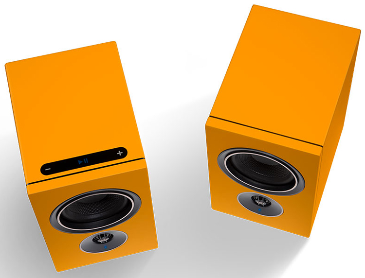 PSB Speakers Alpha iQ Streaming Powered Speakers with BluOS in Dutch Orange - Top View