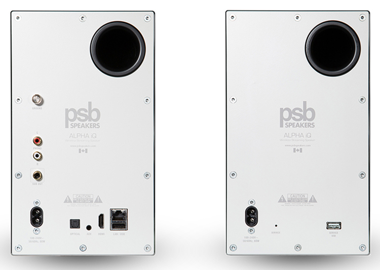 PSB Speakers Alpha iQ Streaming Powered Speakers with BluOS in Matte White - Rear View