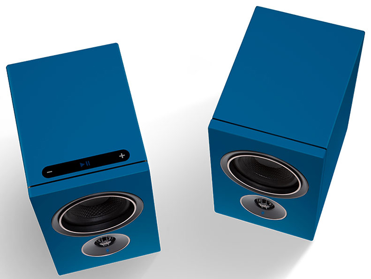 PSB Speakers Alpha iQ Streaming Powered Speakers with BluOS in Midnight Blue - Top View