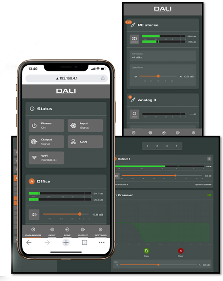 DALI CONFIGURATOR app user interface screens