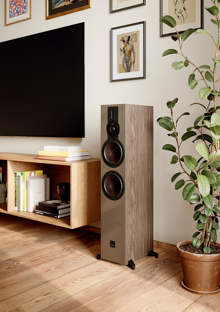 DALI SONIK 7 Standmount Model Front Angle Living Room Lifestyle View