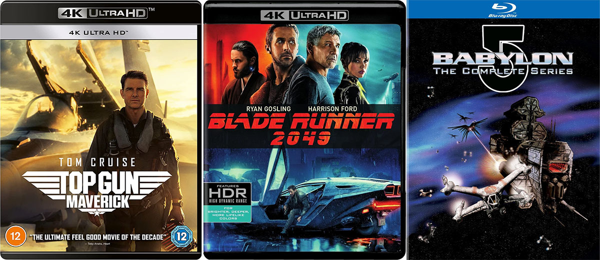 4K Ultra HD/Blu-ray disc movie covers for Top Gun: Maverick, Blade Runner 2049, and Babylon 5: The Complete Series 4K Ultra HD/Blu-ray disc movie covers for Top Gun: Maverick, Blade Runner 2049, and Babylon 5: The Complete Series