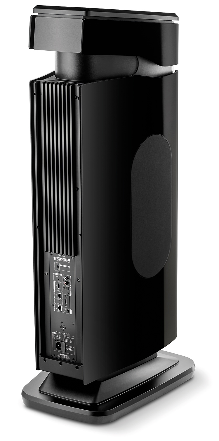 Focal Diva Utopia Wireless Loudspeaker Black High Gloss lacquered finish Rear Angle View