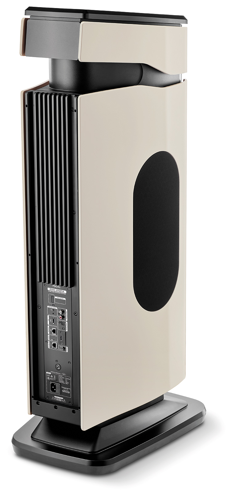 Focal Diva Utopia Wireless Loudspeaker Off White High Gloss lacquered finish Rear Angle View