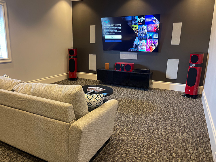 Focal Powered by Naim College Station at MTI Acoustics retail space living room loudspeaker products demo area interior view