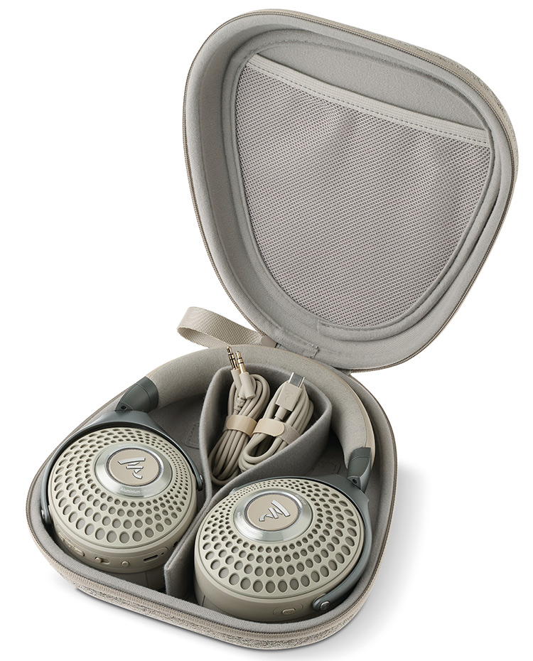 Focal Bathys Dune Finish Headphone Carrying Case Open View with cables and product inside