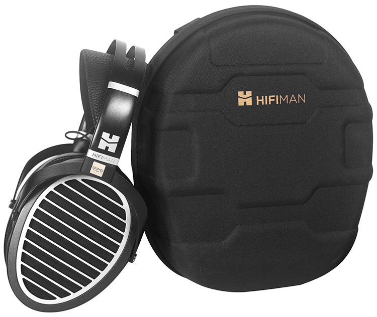 HIFIMAN ANANDA-BT Wireless Open-back Planar Magnetic Headphone Side View alongside its closed carrying case