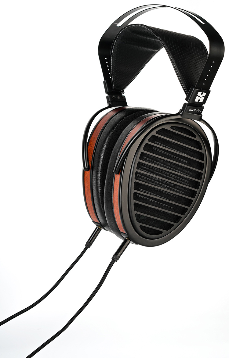 HIFIMAN Arya Organic headphone Side View with cables inserted