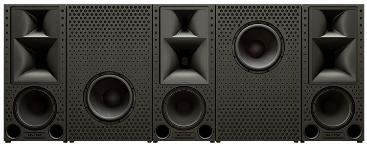 Krix MX-40i modular front-wall system for dedicated home cinema Front View