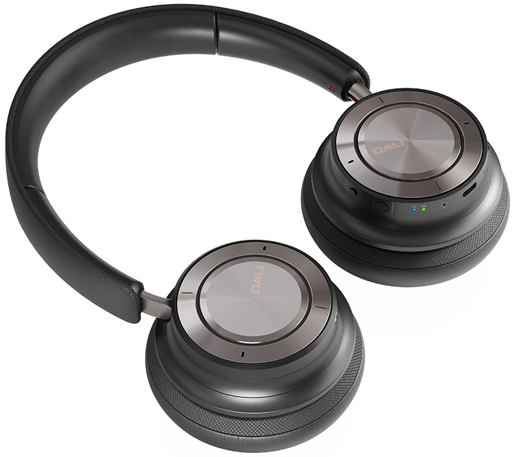 DALI IO-8 Headphone Iron Black Finish Top Aerial Angle View