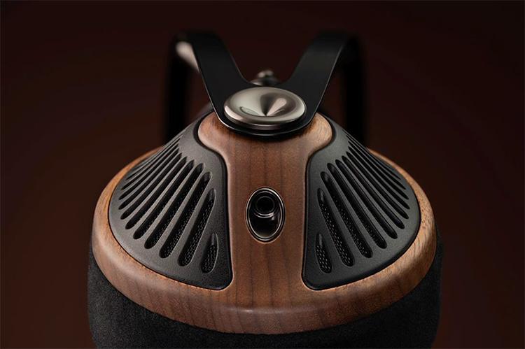 Digital portrait orientation image display of the Meze Audio 105 SILVA dynamic open-back headphone Top Aerial View