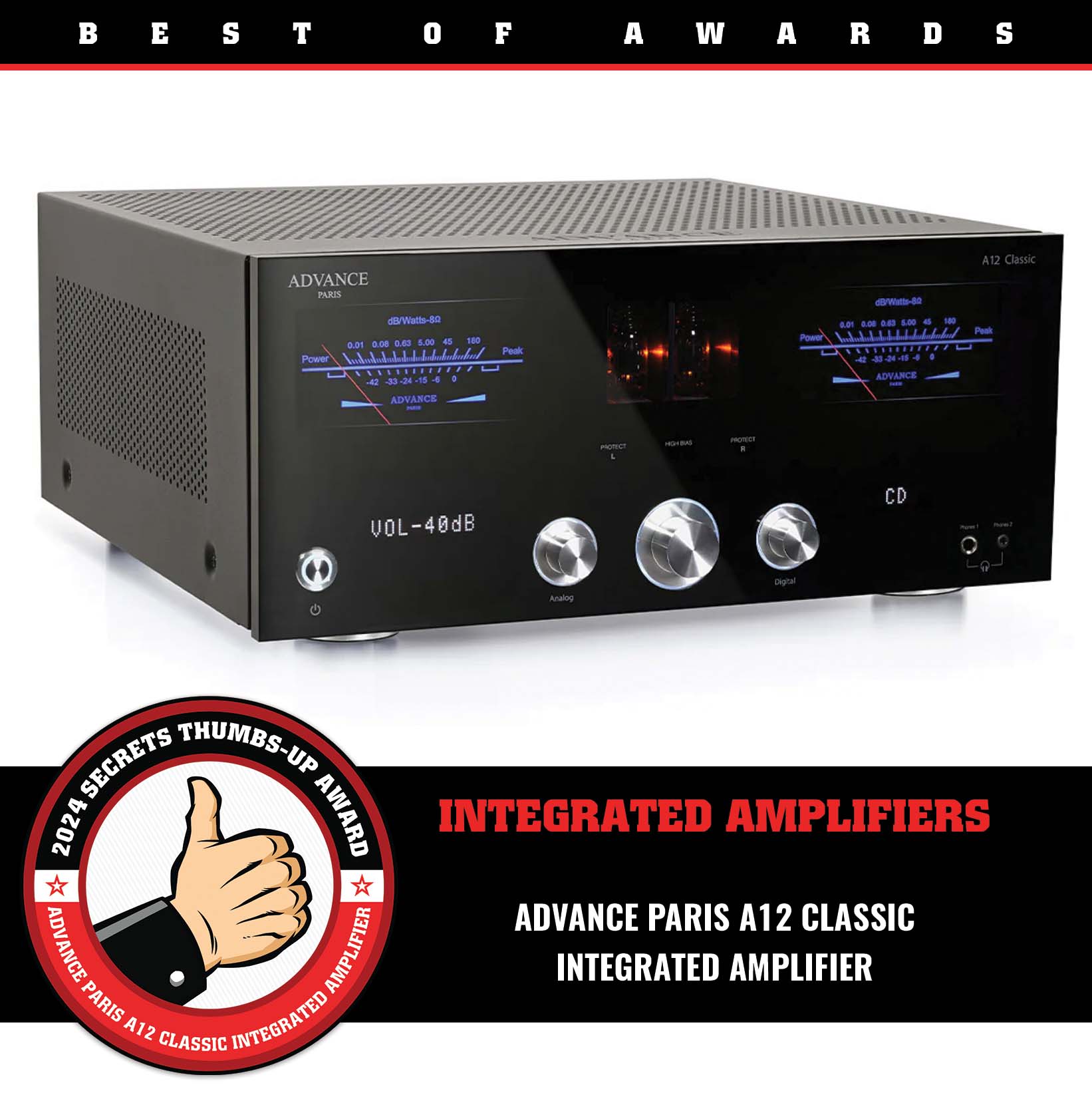 Advance Paris A12 Classic Integrated Amplifier Thumbs-Up Award