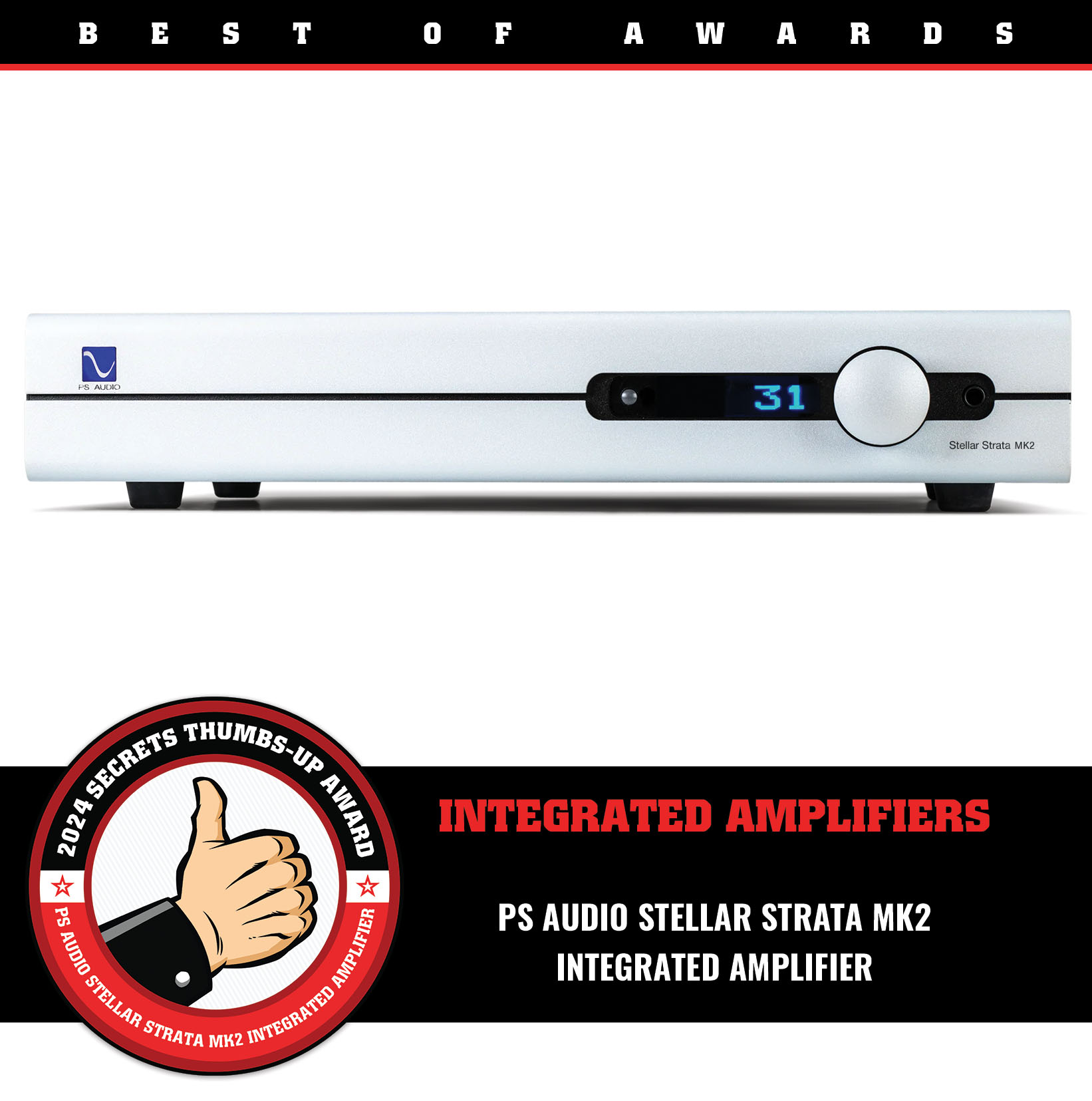 PS Audio Stellar Strata MK2 Integrated Amplifier Thumbs-Up Award