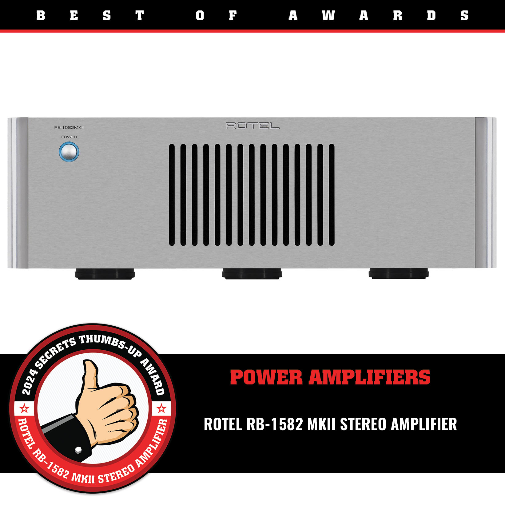 Rotel RB-1582 MkII Stereo Amplifier Thumbs-Up Award