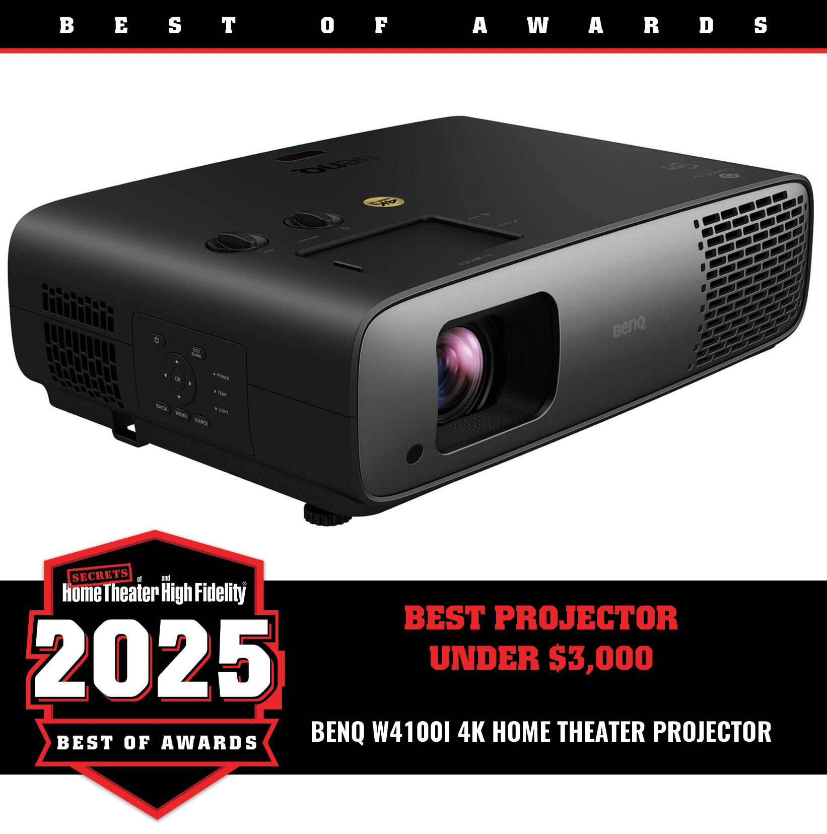 BenQ W4100i 4K Home Theater Projector Best of Year Award